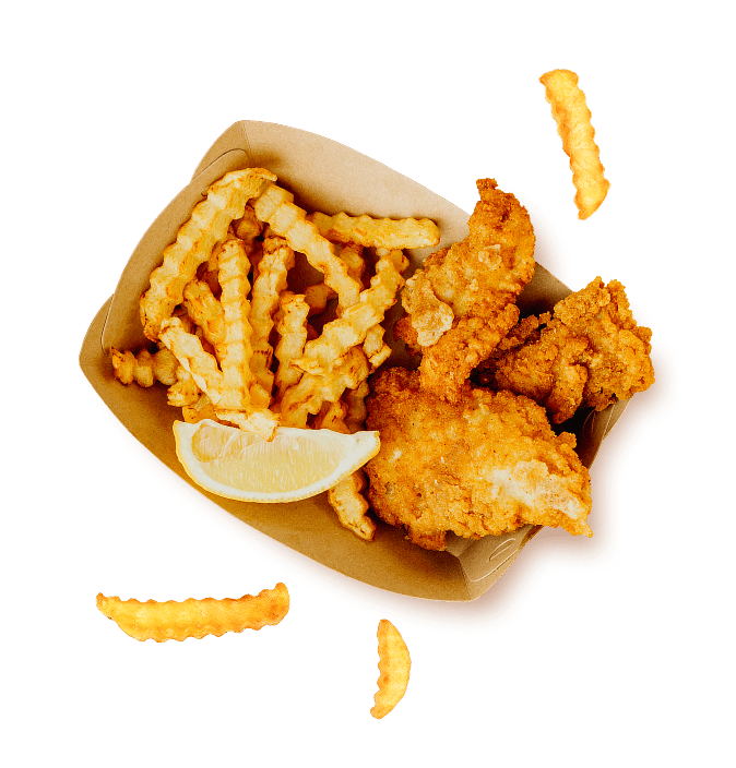 Delicious crispy fried chicken snacks from GTG CRM food stand.