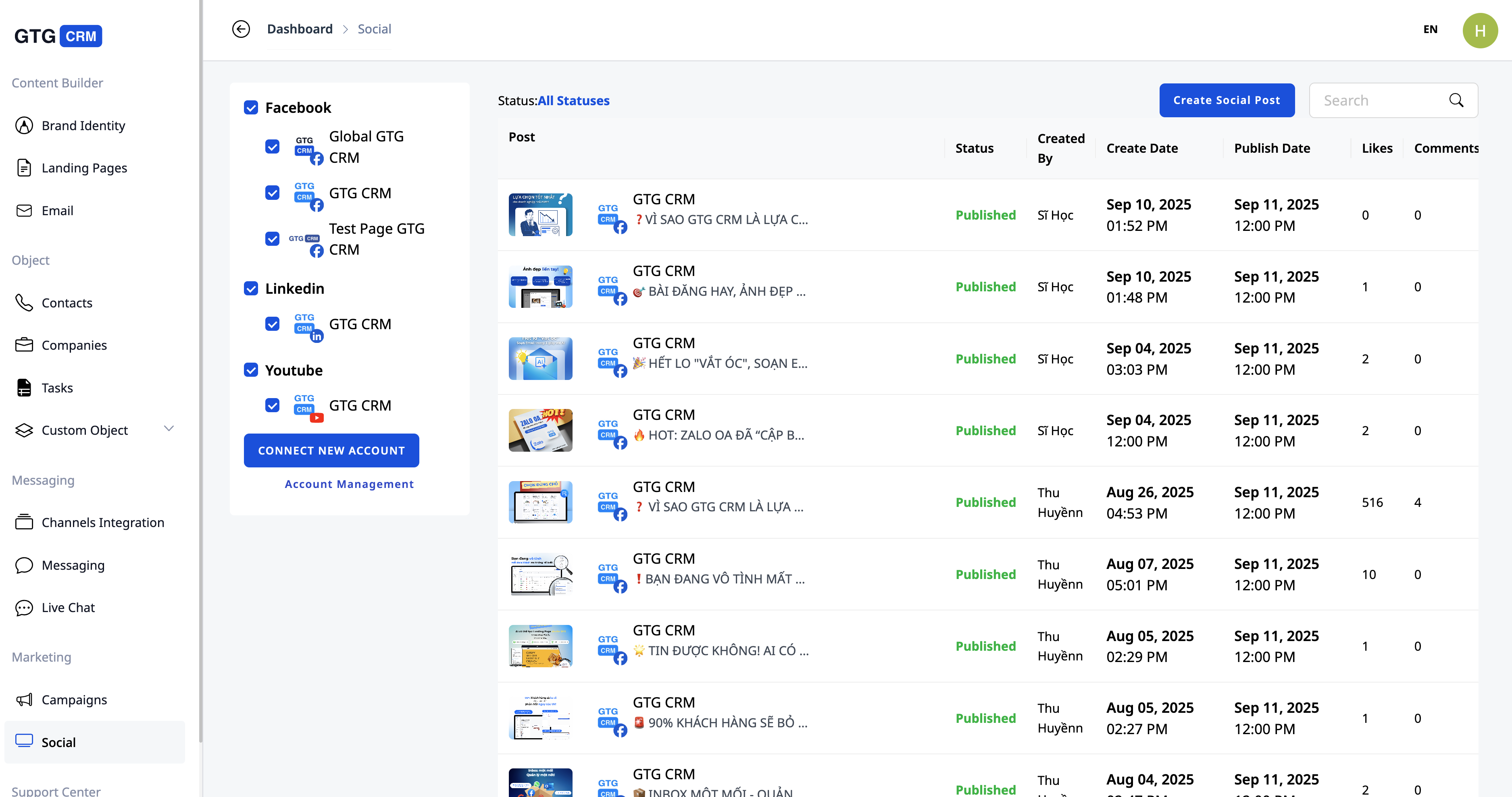Easily manage posts on all platforms
