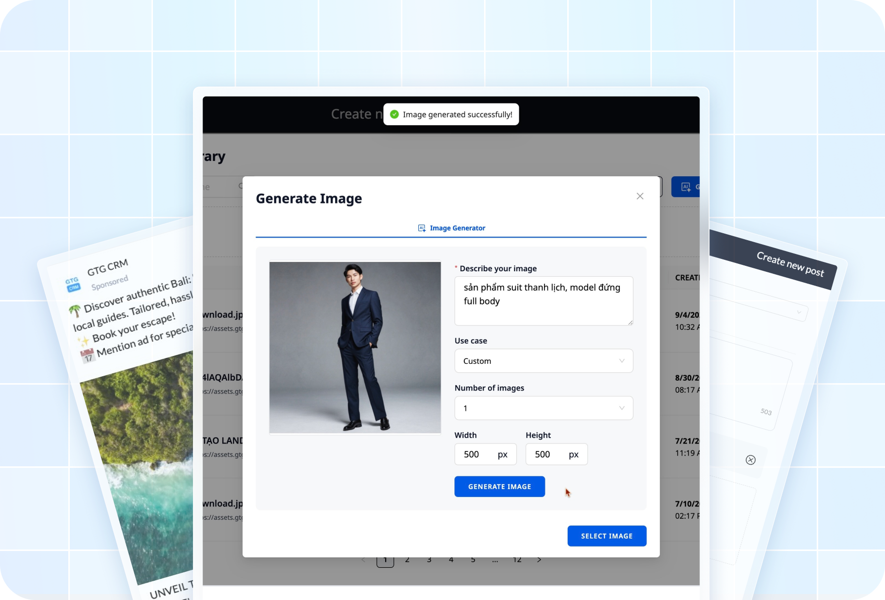 Create visuals for posts and ads. AI helps you create professional visuals instantly, saving on design costs and ensuring your content stays vibrant.