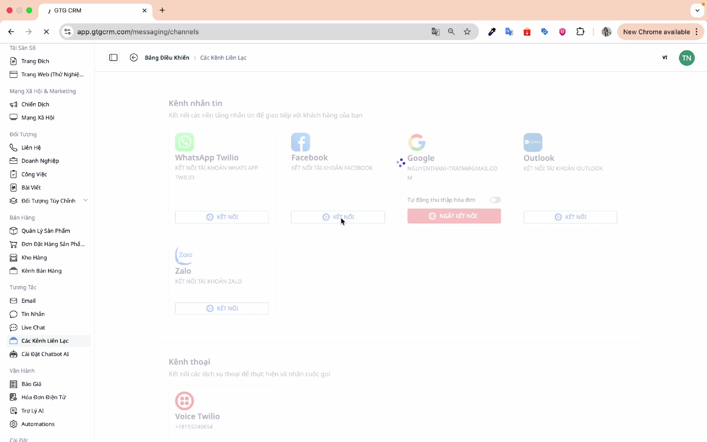 Kết nối Facebook