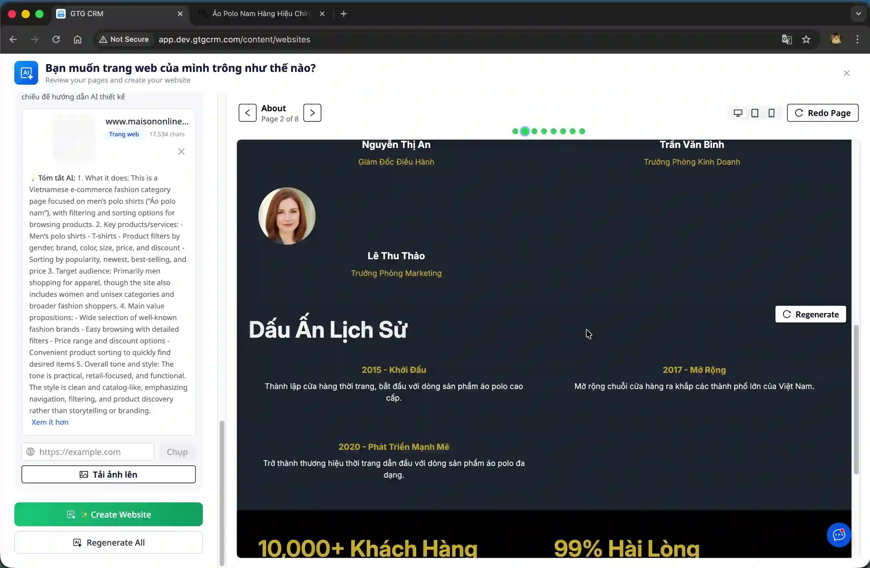 Preview and editing interface