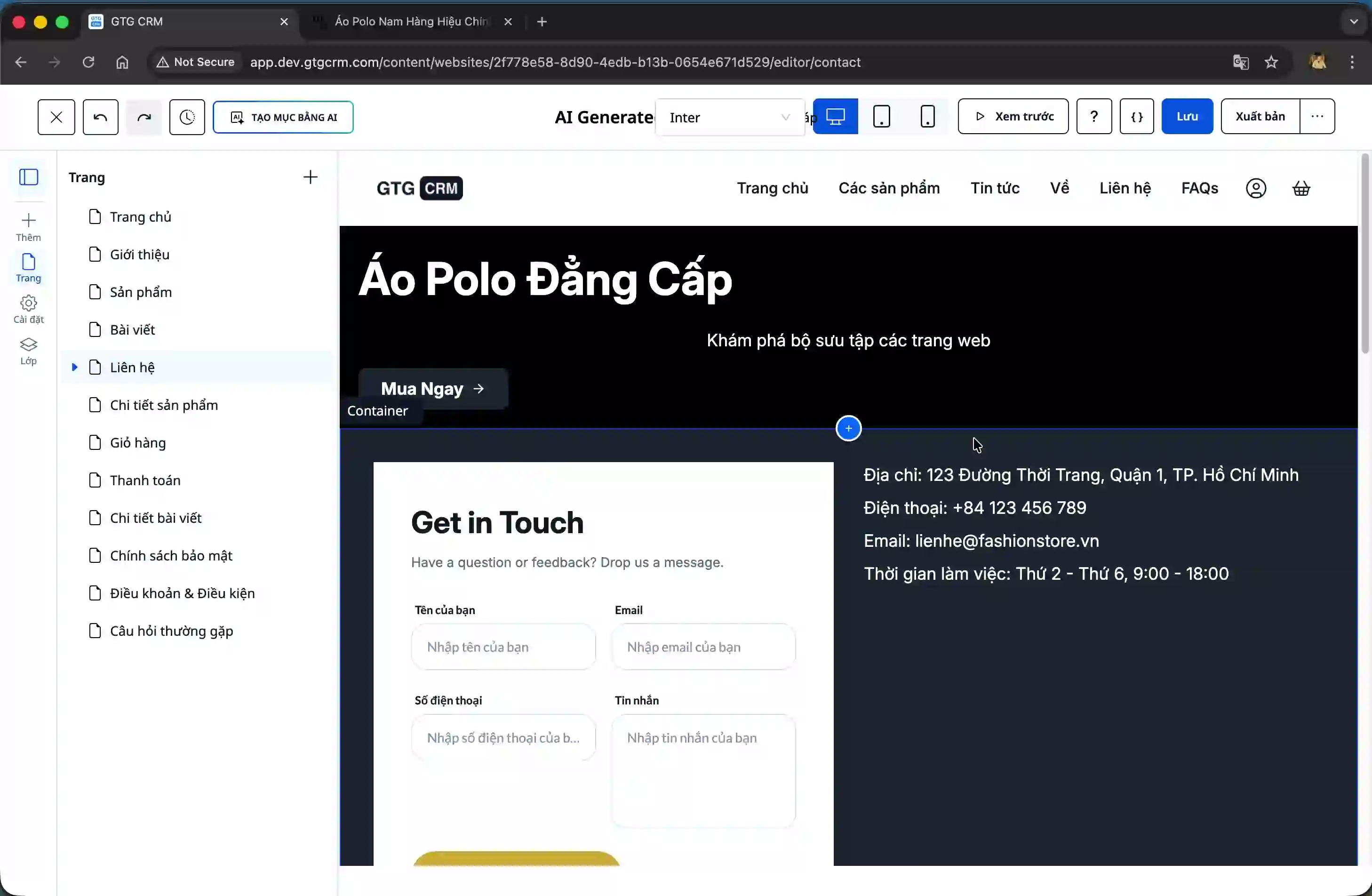 The main interface of the editing tool.