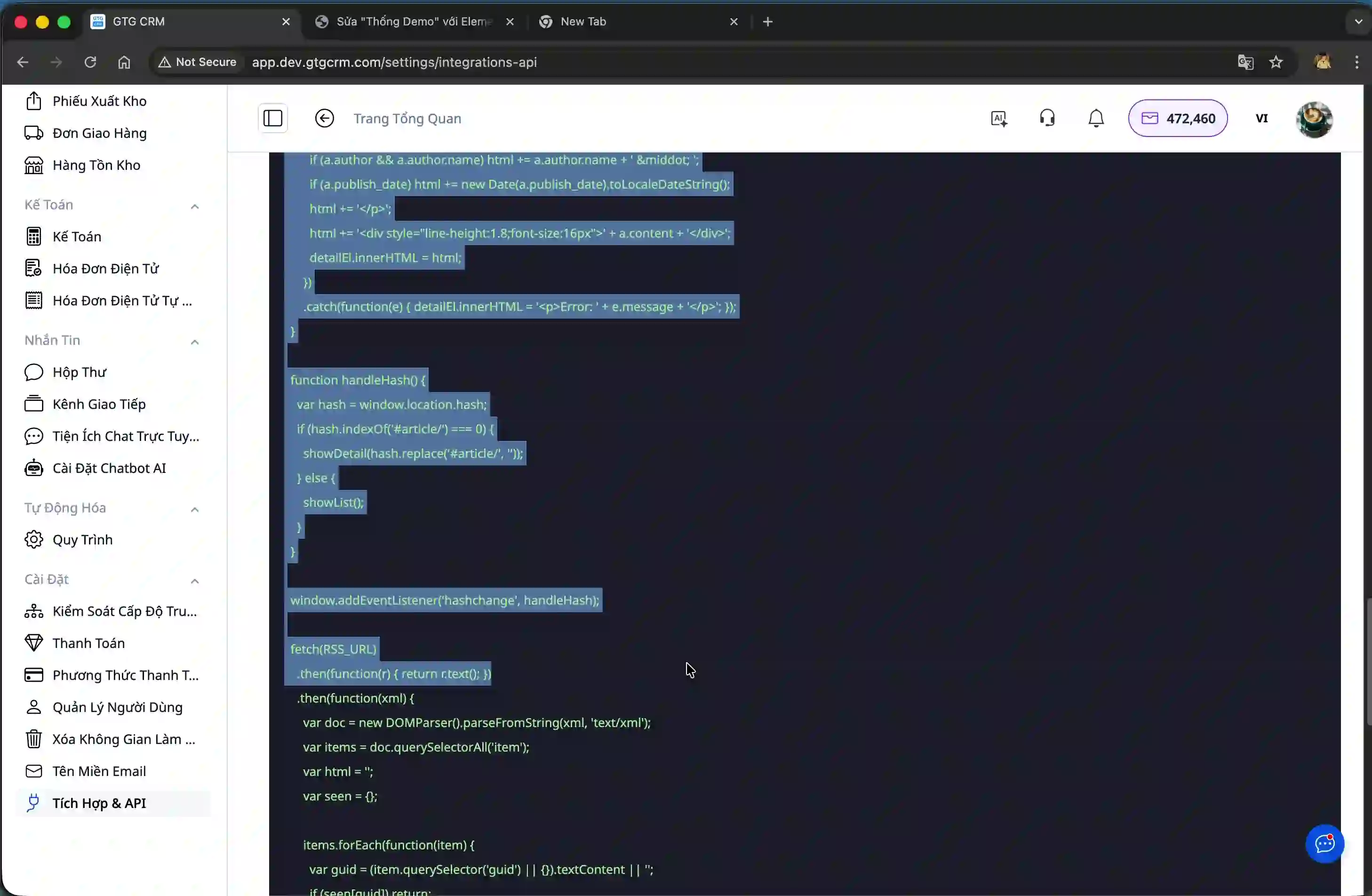 Cuplikan kode tersebut mengintegrasikan detail artikel.