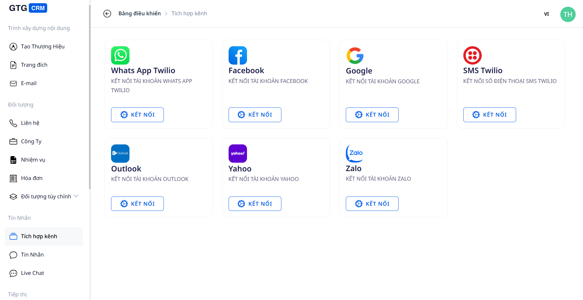Aggregating messages from all channels to one GTG CRM platform