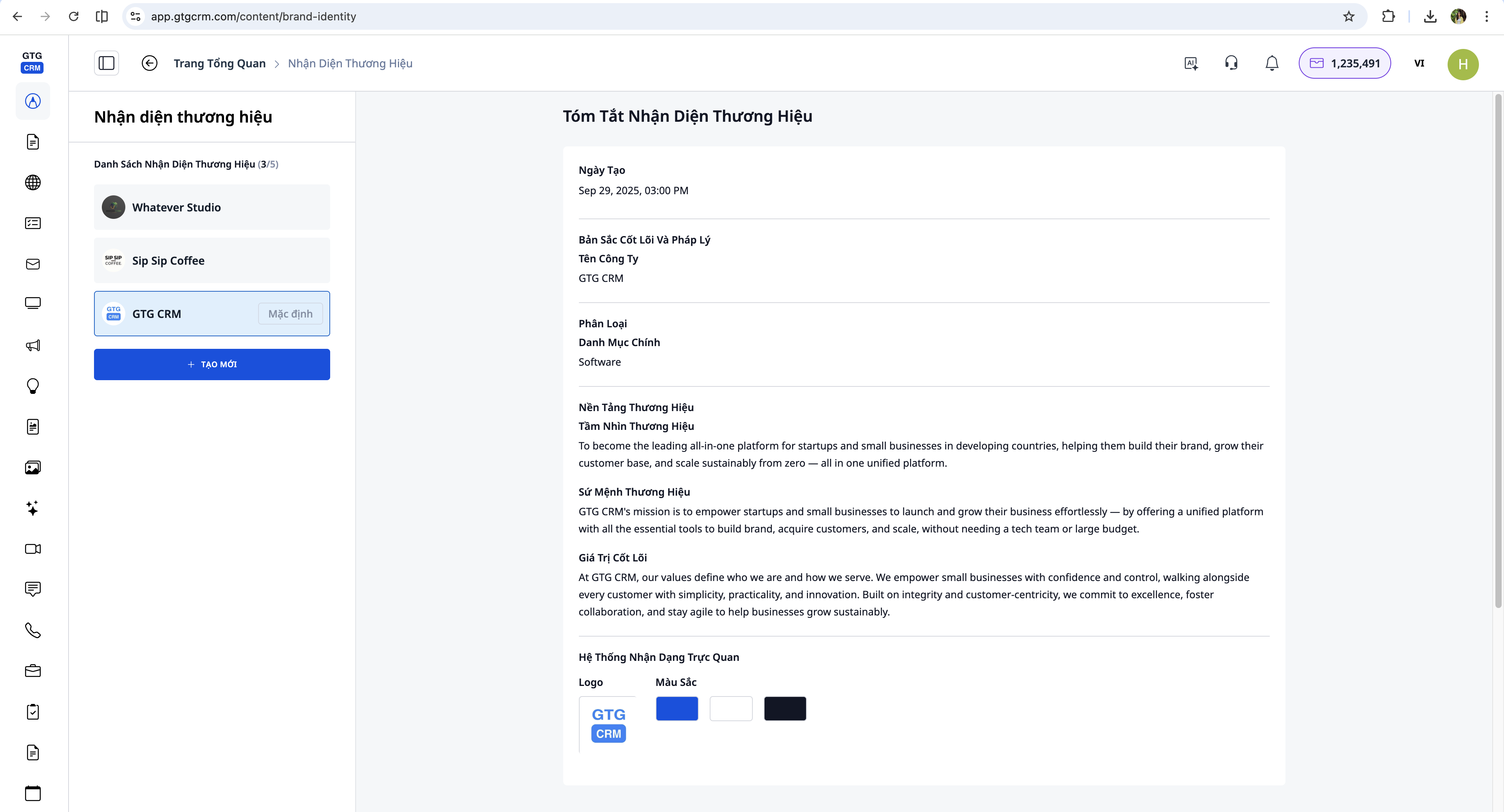 Identité de marque de GTG CRM