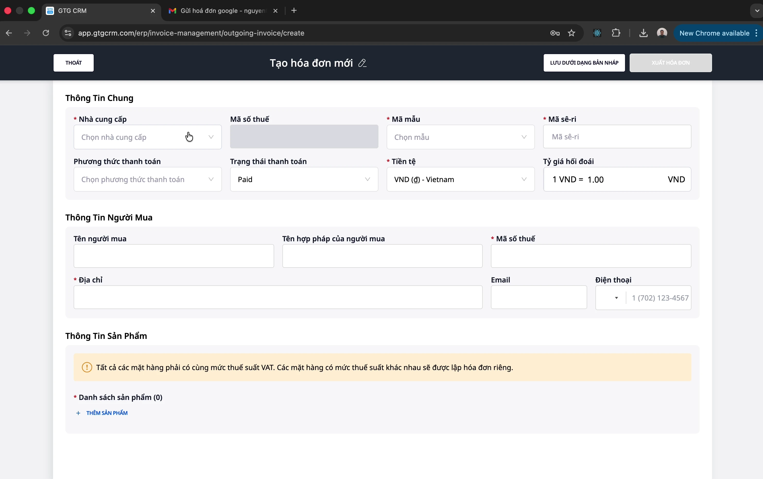 Create a new invoice