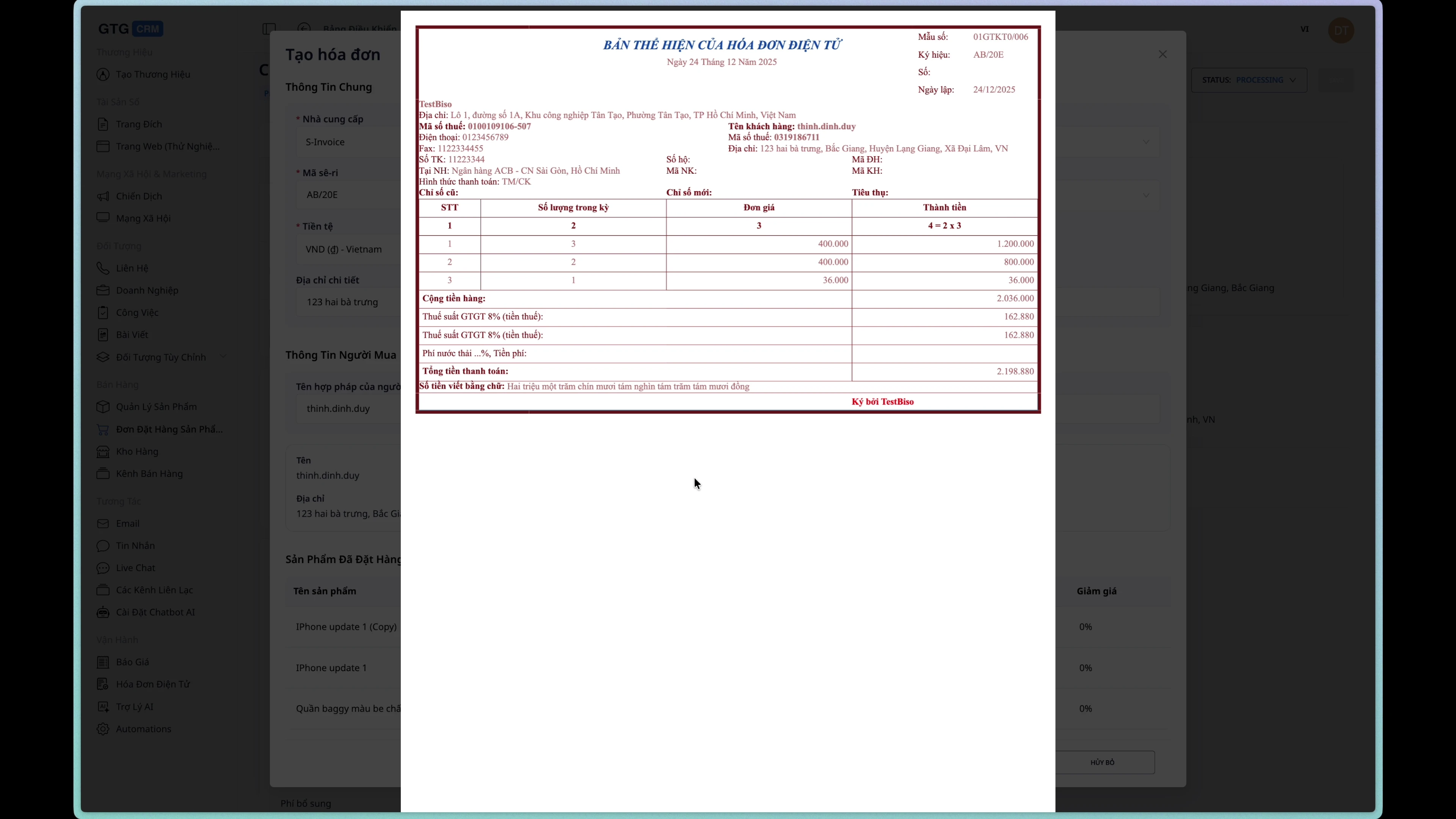Invoice Preview
