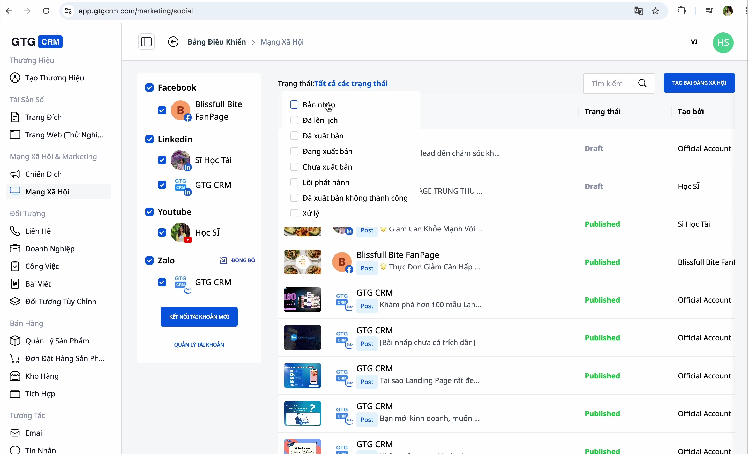 Post management interface