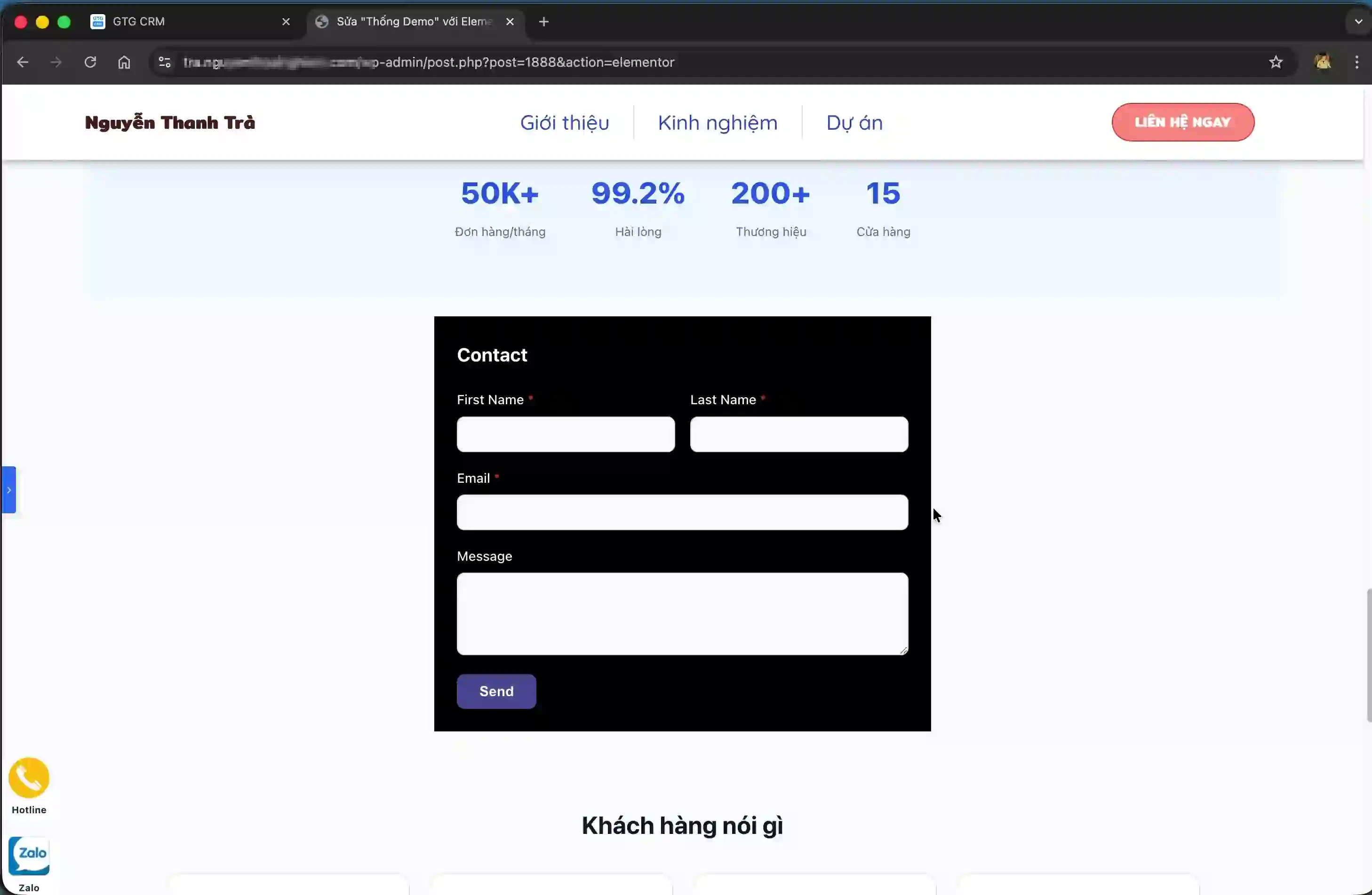 Formulir yang ditampilkan di situs web