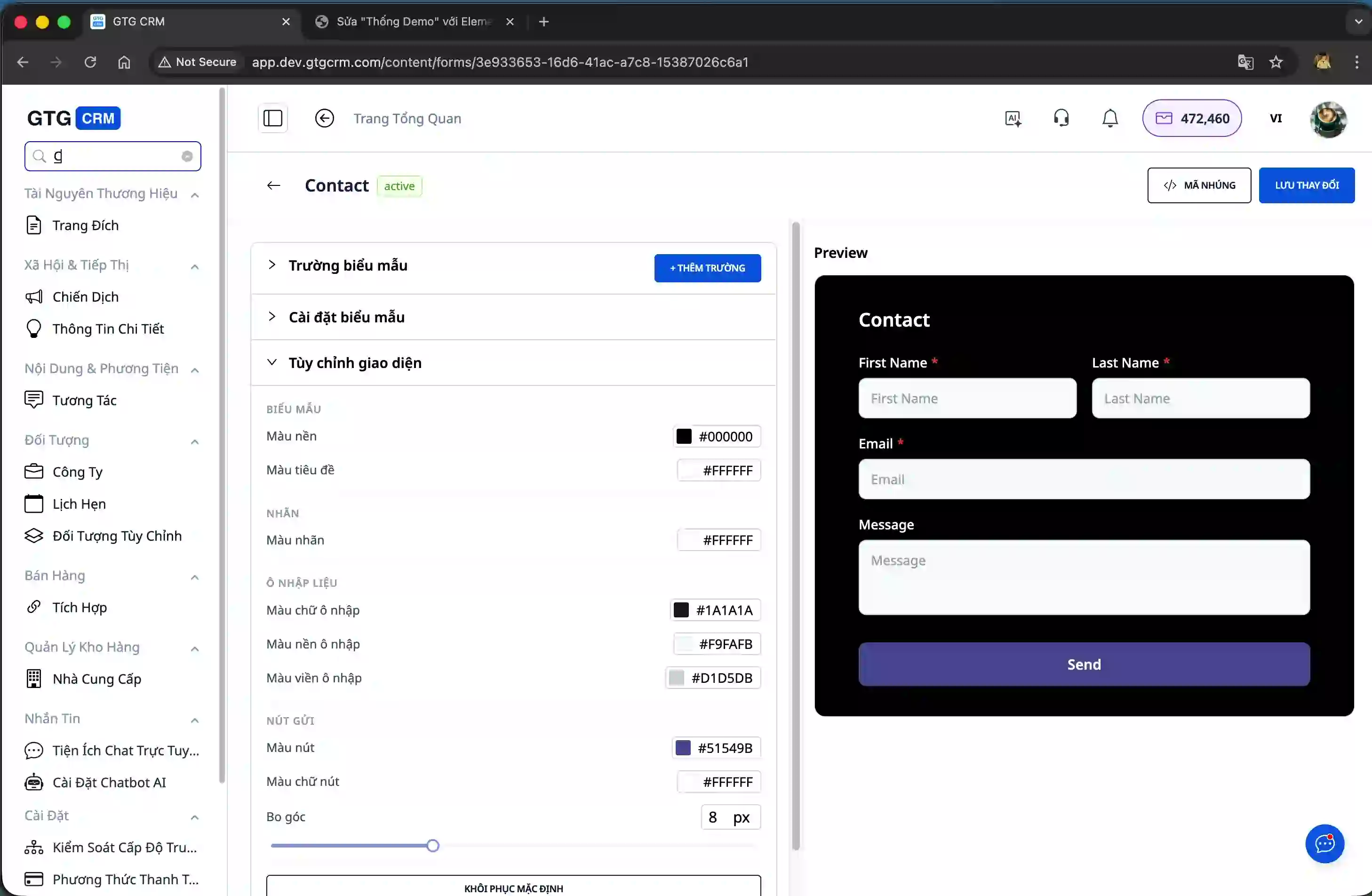Akses bagian Kontak.