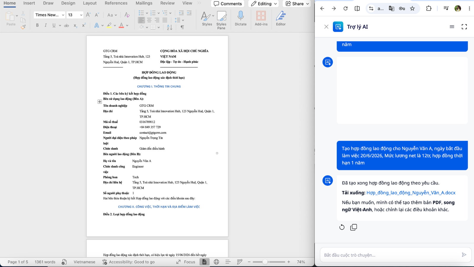 AI document generation