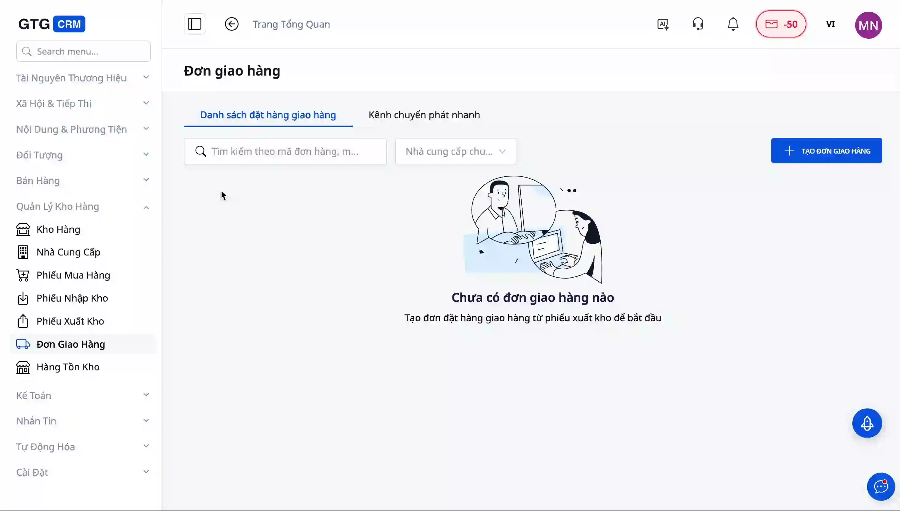 Liste des commandes de livraison