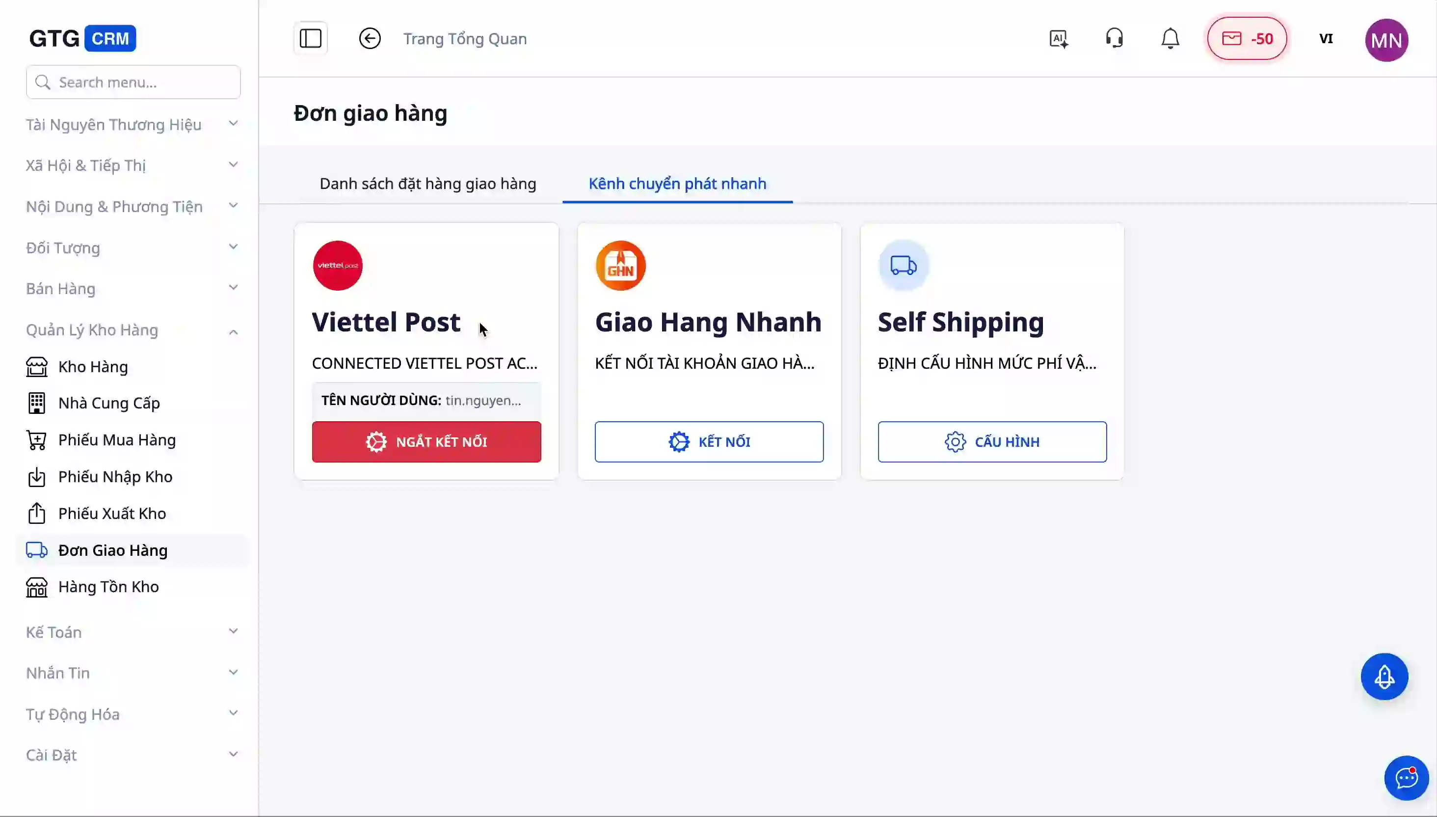 Confirmer la connexion au poste Viettel