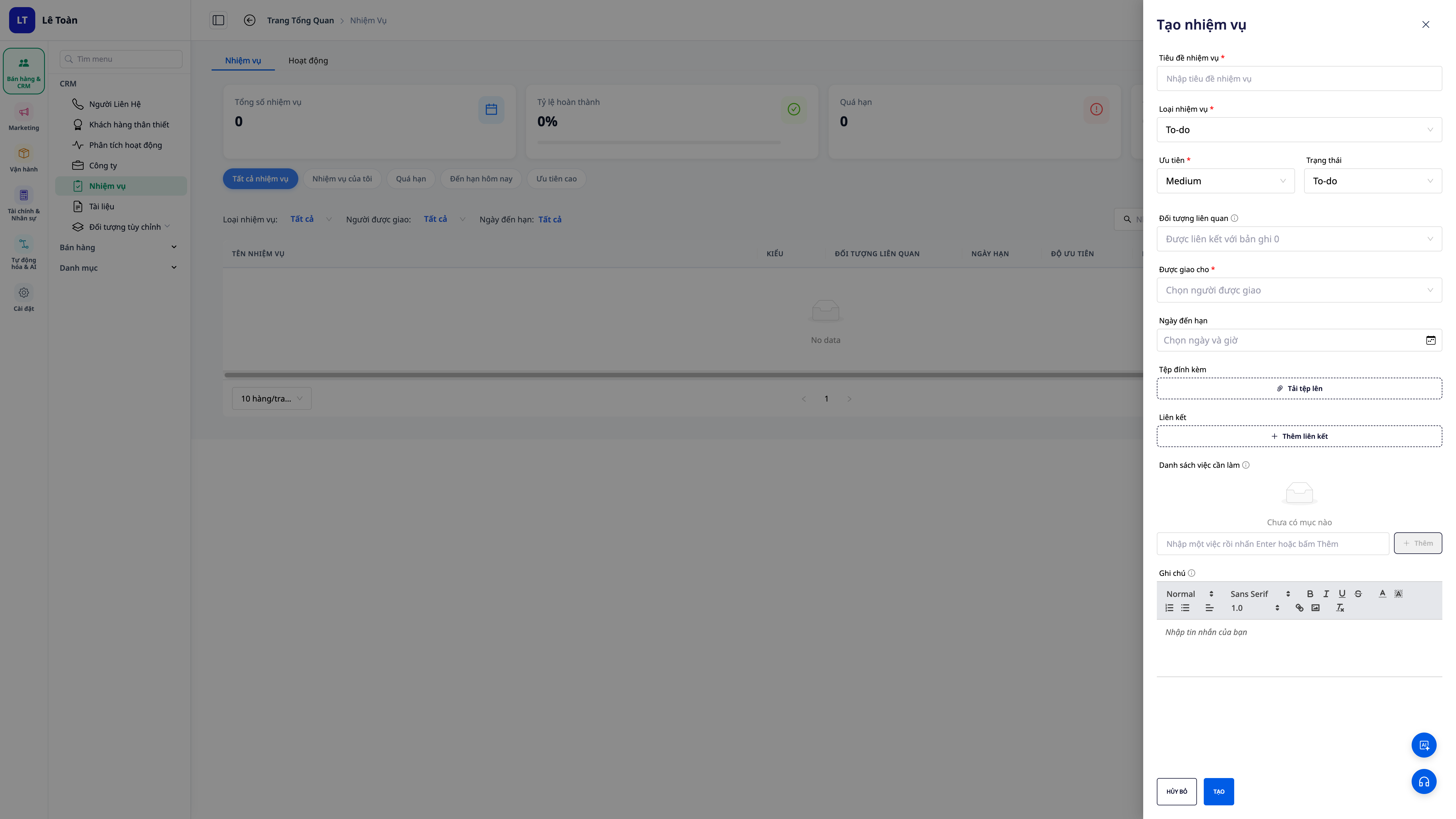 Hướng Dẫn Sử Dụng: Quản Lý Công Việc 2.0 Trên GTG CRM