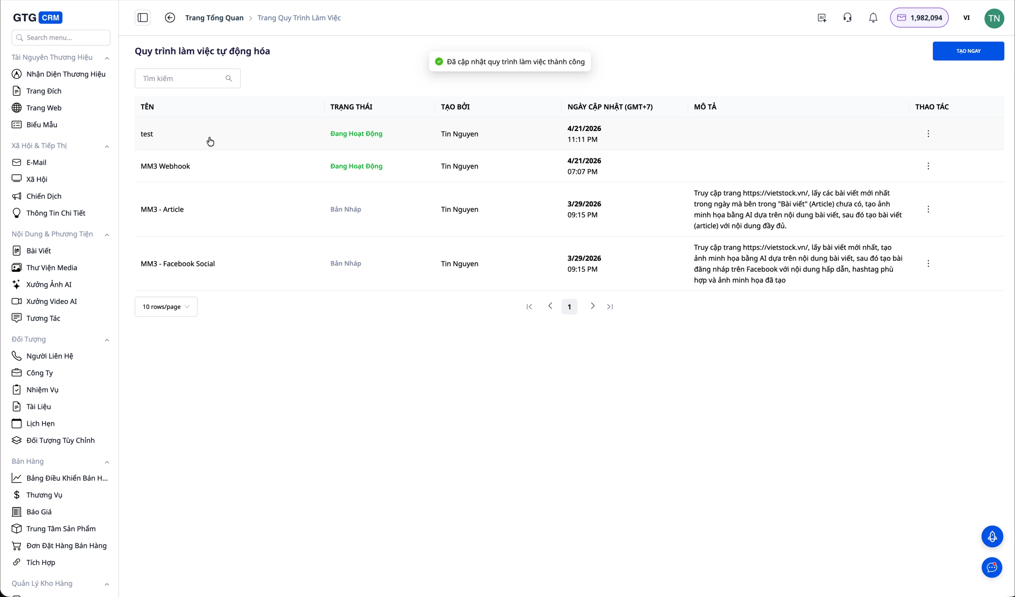 El proceso automatizado está en marcha.