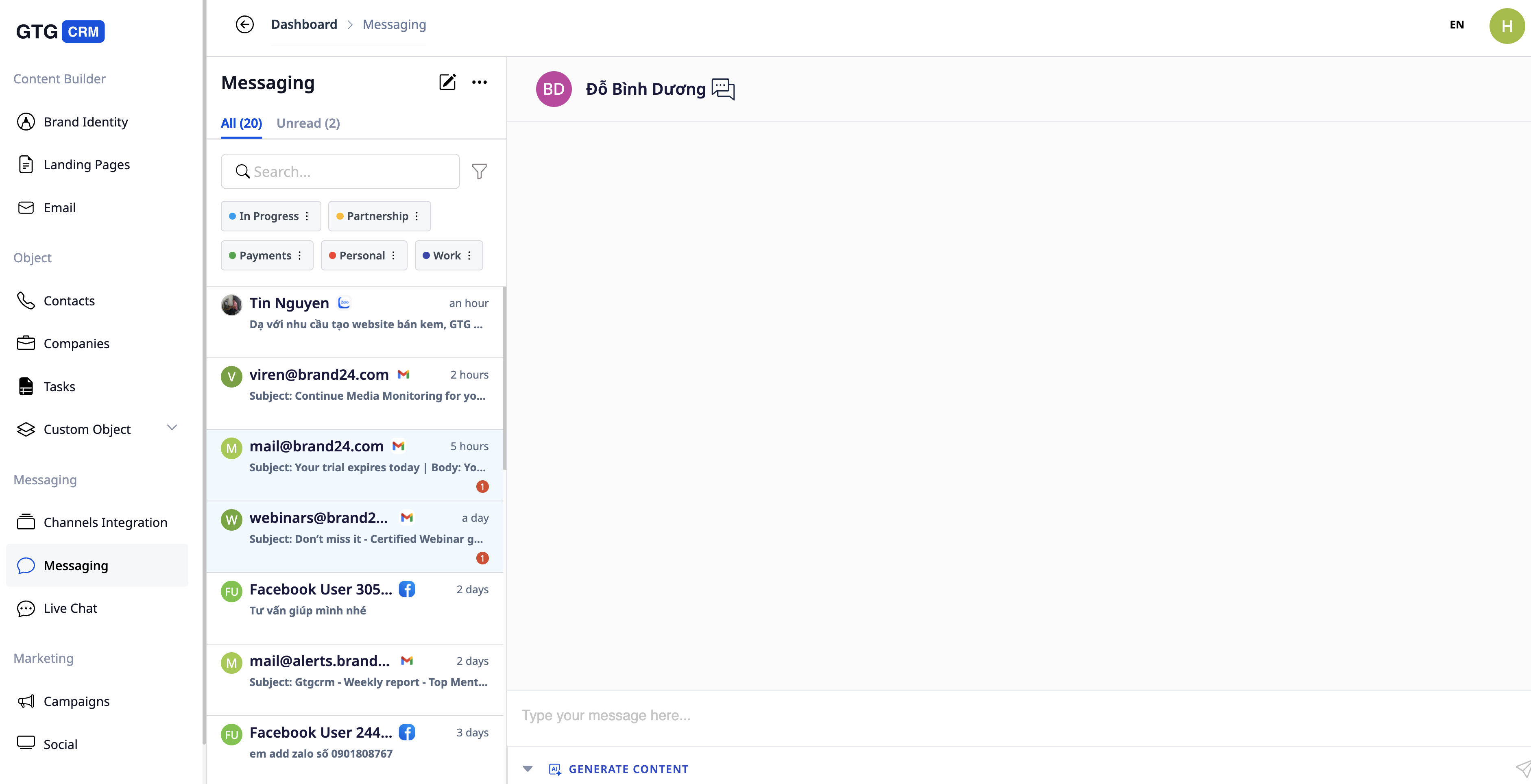 Easily manage and promptly interact with customers with a detailed messaging system