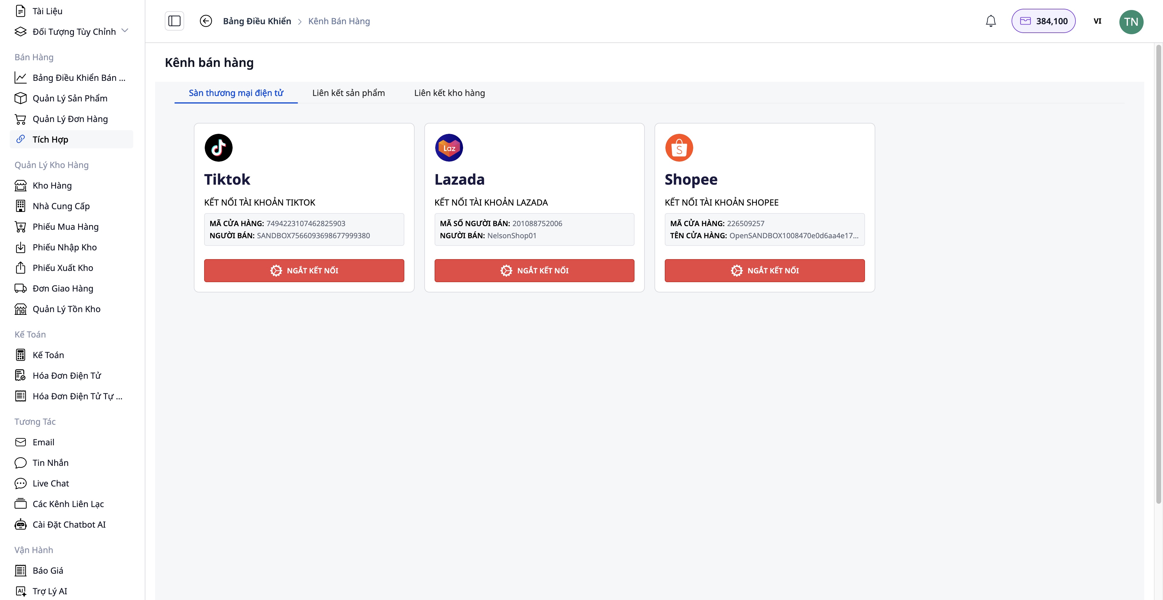 Tích hợp sàn TMĐT GTG CRM