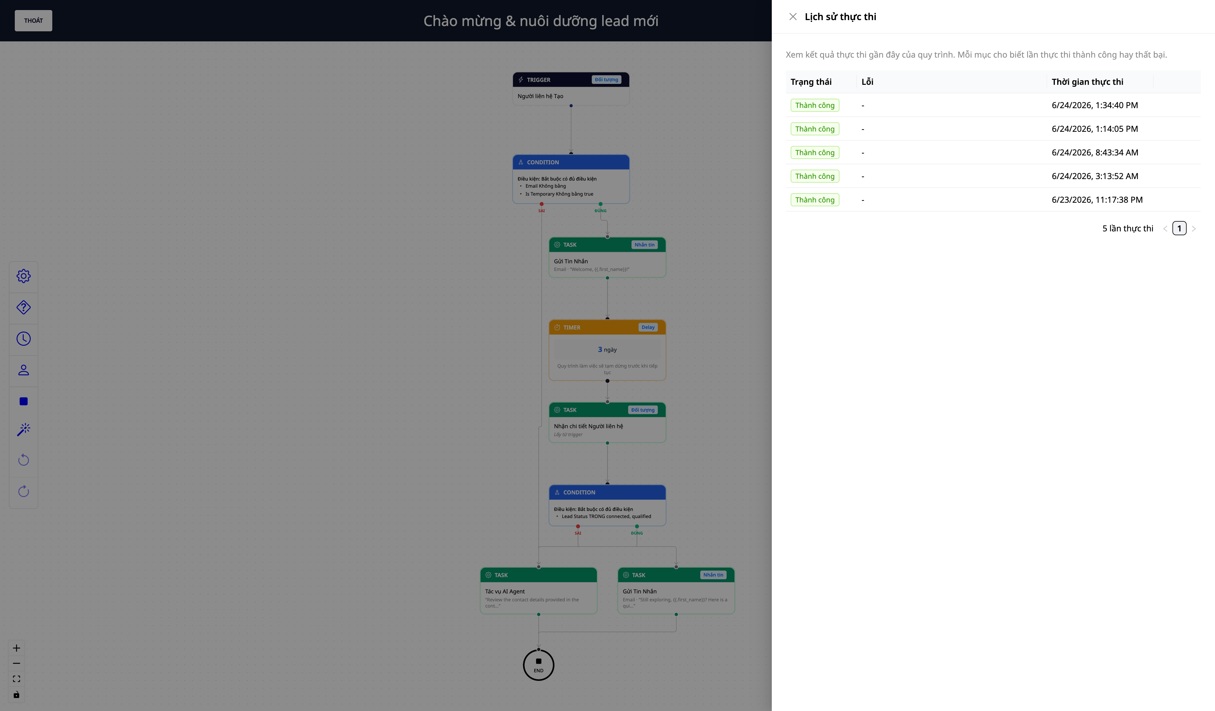 Nhật ký chạy workflow