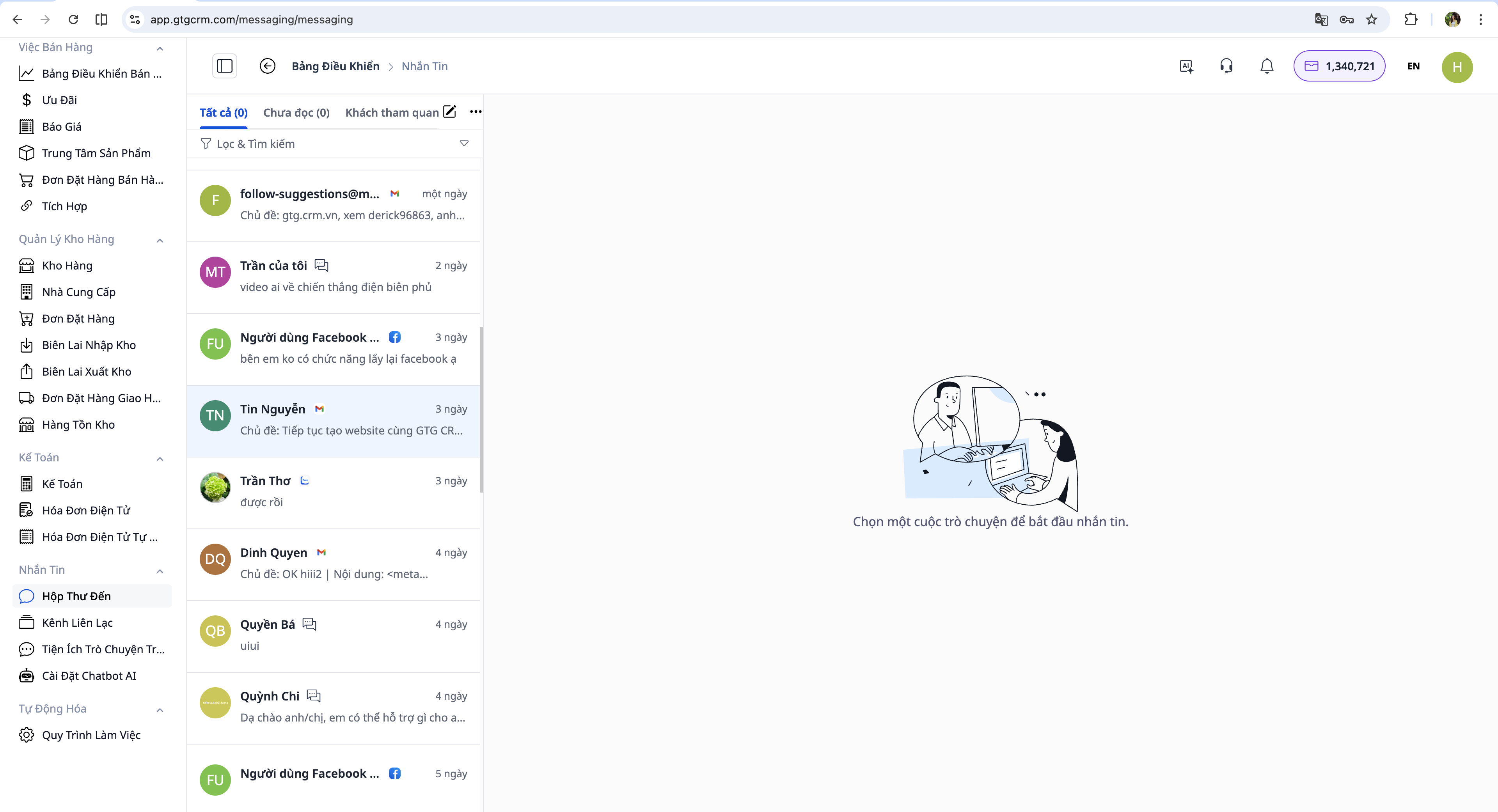 Messagerie multicanal avec GTG CRM