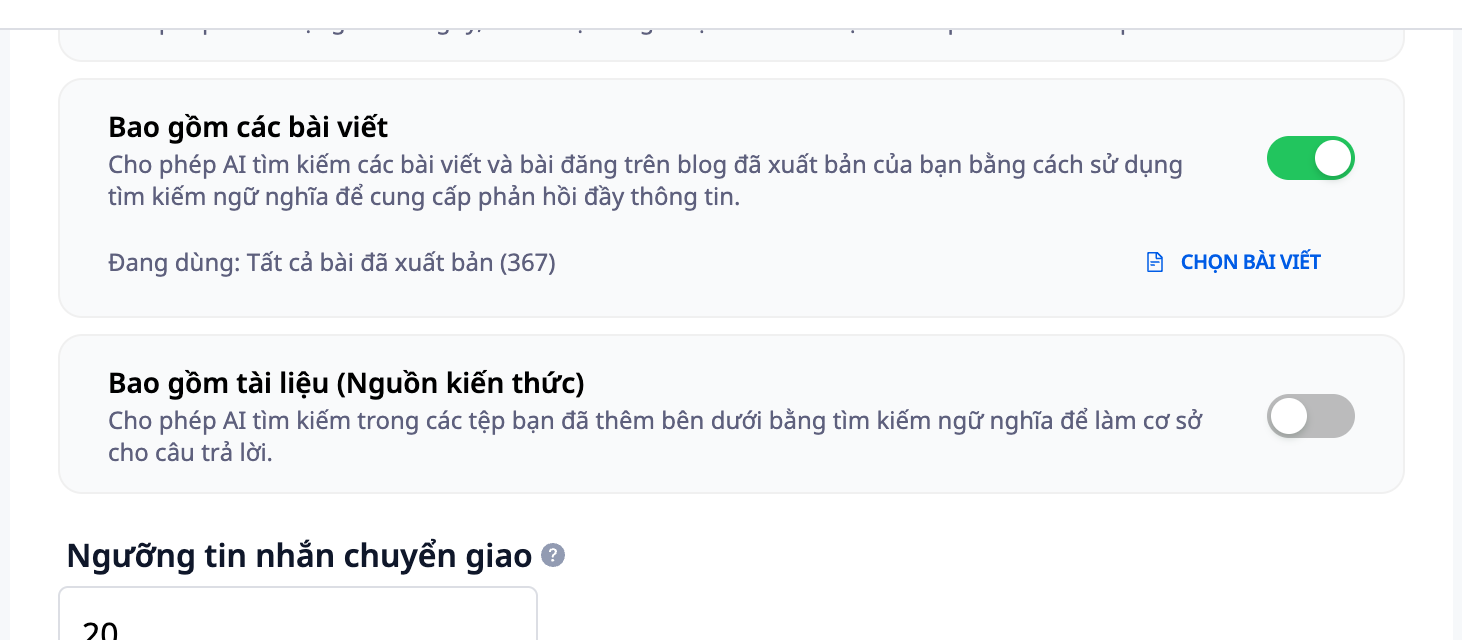 Bộ chọn phạm vi bài viết: Tắt / Tất cả / Chỉ những bài tôi chọn
